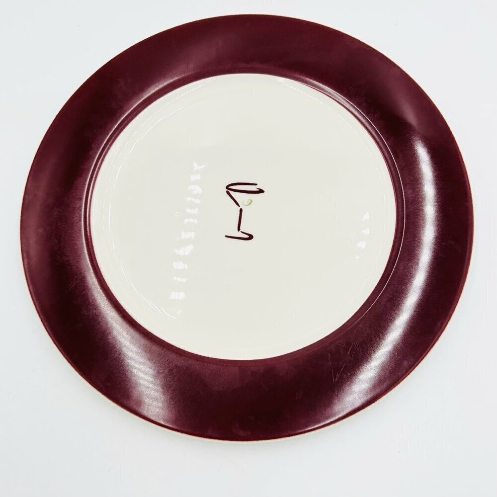 Vintage Homer Laughlin Seville Burgundy Rimmed 12" Chop Plate Martini MINT